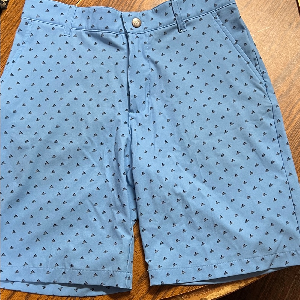 adidas Golf Light Blue Shorts with Black Triangle Print